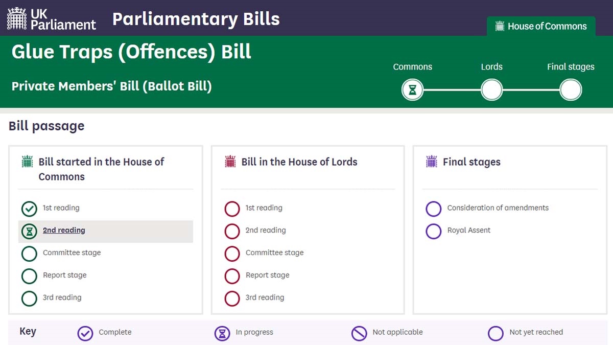 Glue traps offences bill progress so far